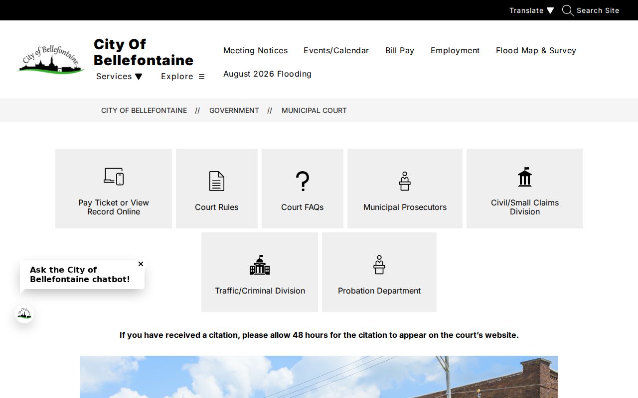 Bellefontaine court records Municipal Court information page