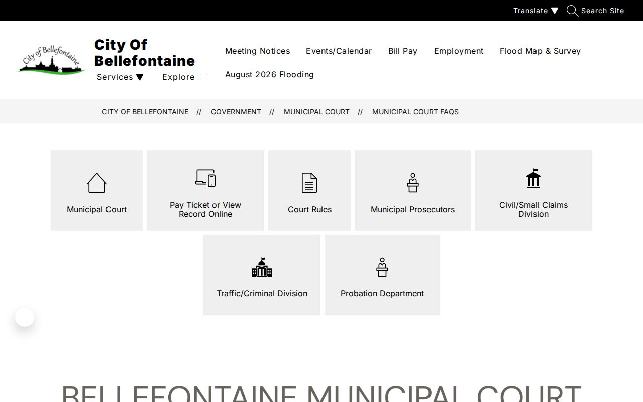Bellefontaine court records Municipal Court FAQ page