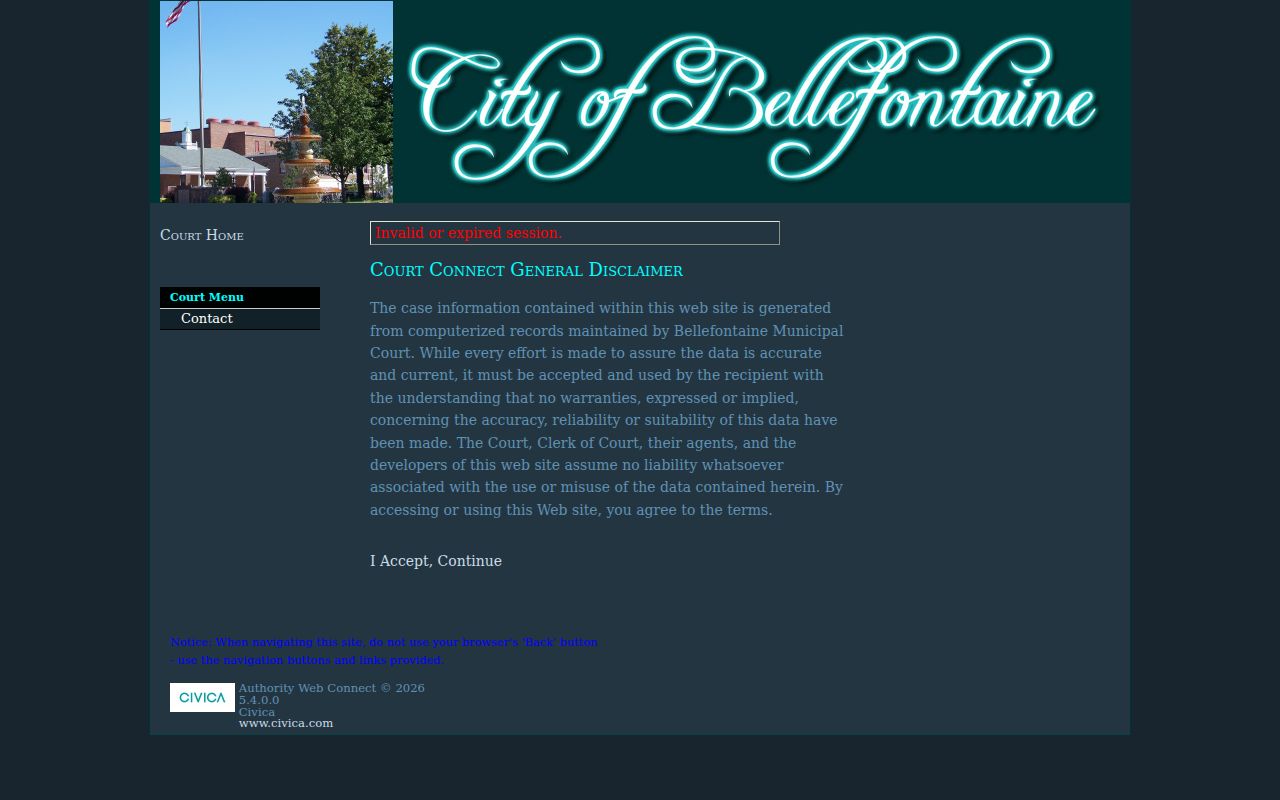 Bellefontaine court records and ticket lookup interface