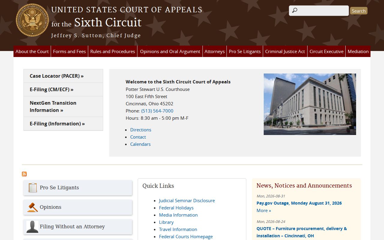 United States Court of Appeals for the Sixth Circuit information
