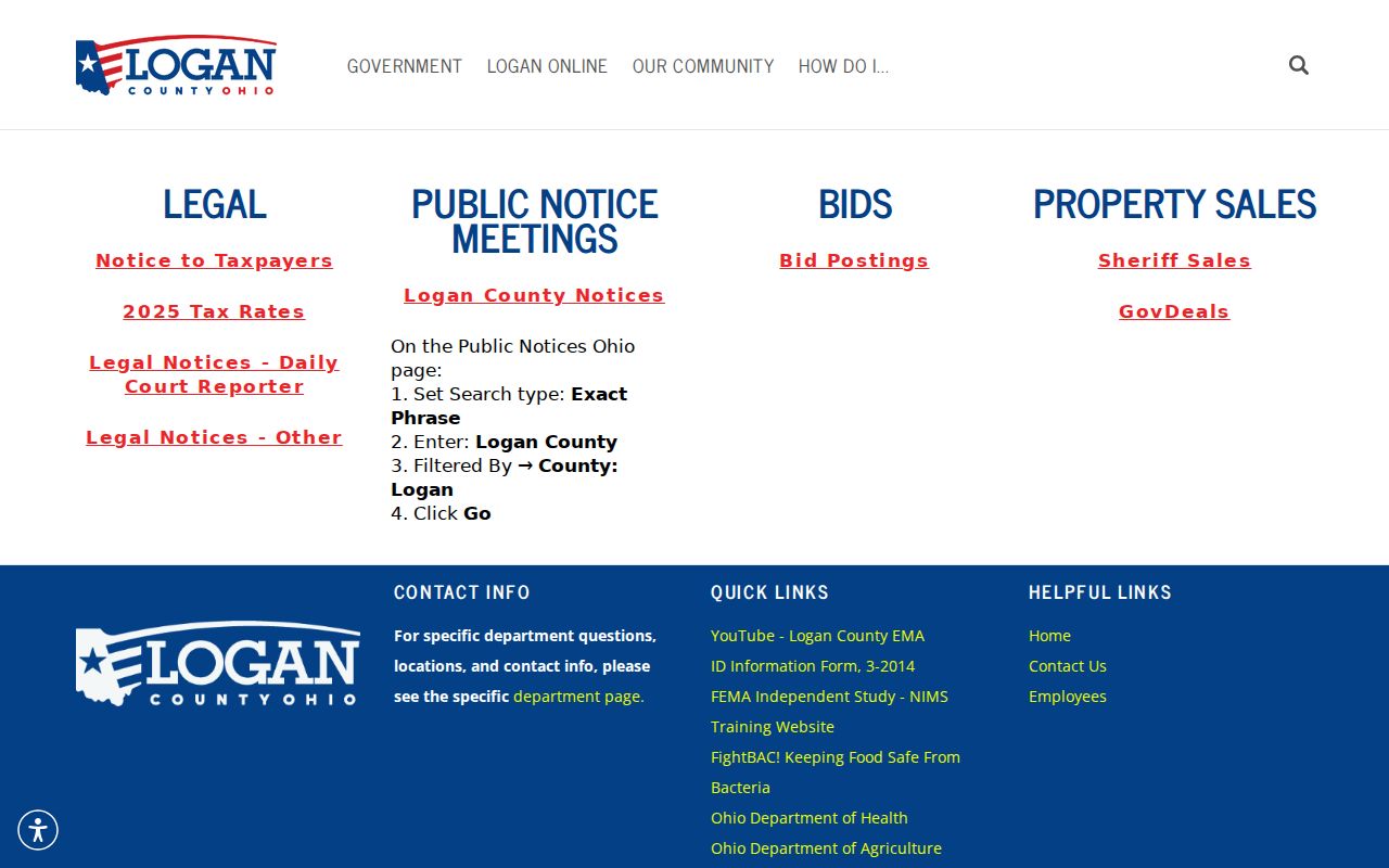 Logan County court schedule and public-notices source